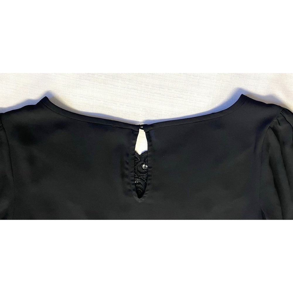 Ann Taylor Lace Neckline Black Blouse Womens sz S Career Casual Evening Timeless - Picture 6 of 14